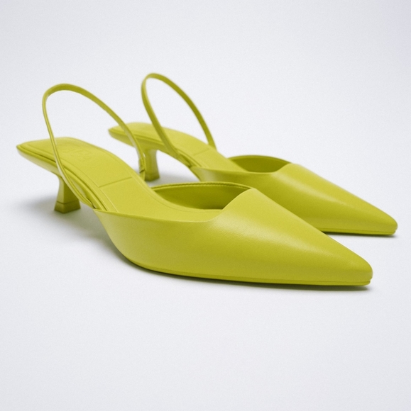 Zara Slingbacks kitten heel sandals green - Picture 4 of 9
